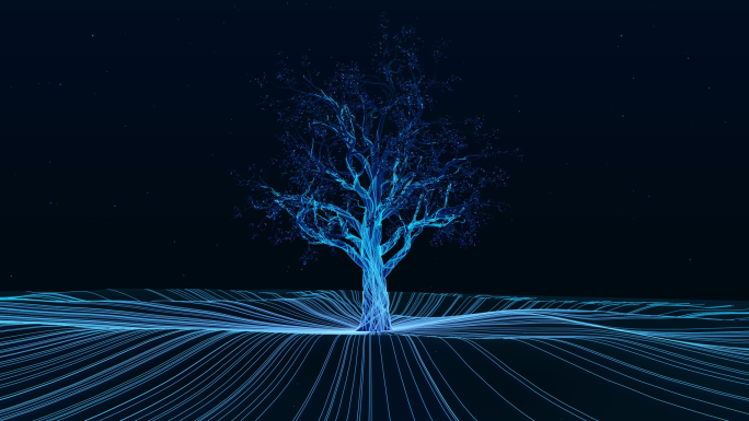 粒子攀爬科技光线汇聚大树生长动画视频