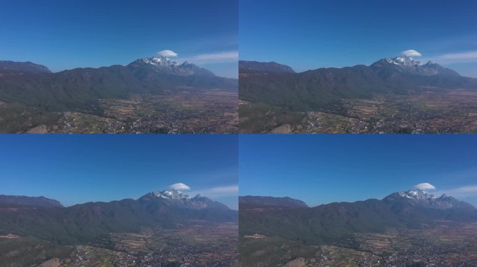 丽江玉龙雪山航拍日照金山