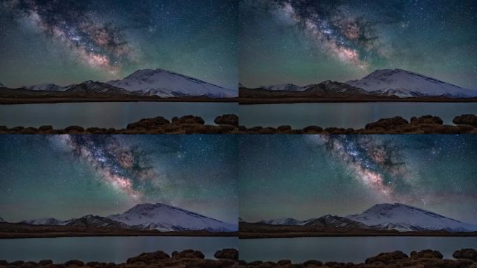 新疆帕米尔慕士塔格峰上的夏季银河星空延时