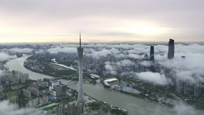 广州塔 珠江新城 云雾 通透 低云层