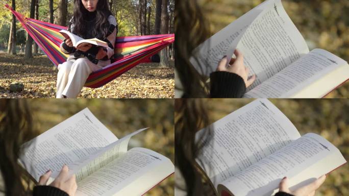 户外女孩阅读看书