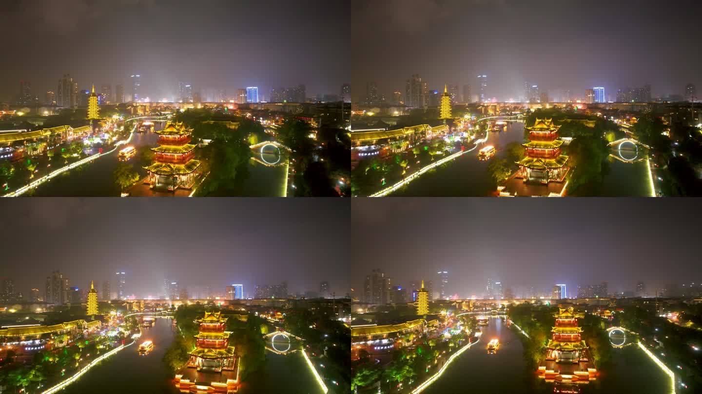 运河之都江苏淮安城市夜景风光