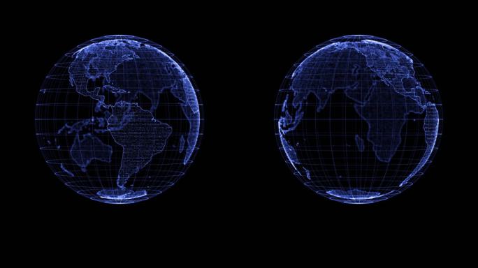 科技感带经纬线投影地球 循环 带透明通道