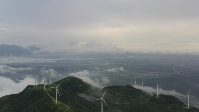 风力发电 浮山岭航拍