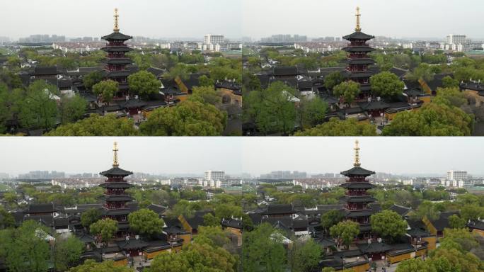 原创 苏州市寒山寺普明塔院航拍景观