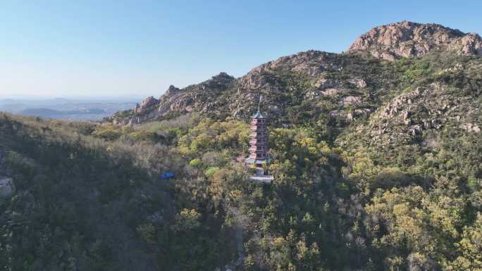 航拍初夏时节的石岛赤山风景区