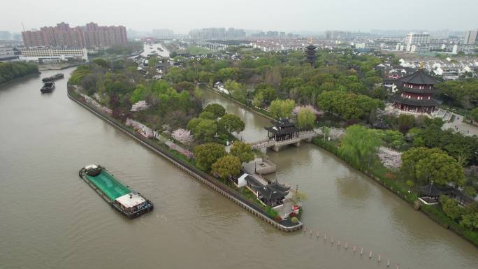 原创苏州京杭运河城市航拍景观