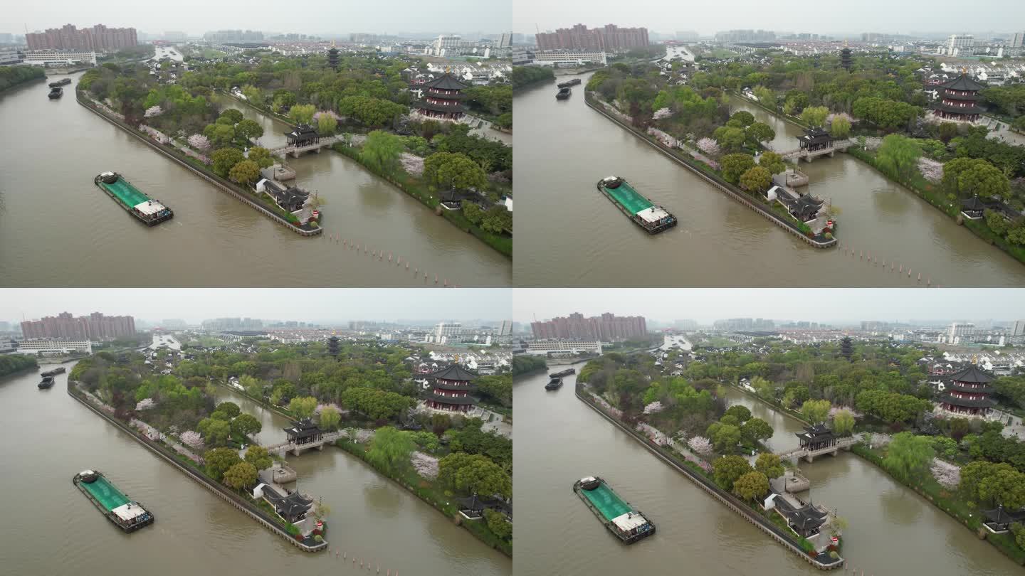 原创苏州京杭运河城市航拍景观