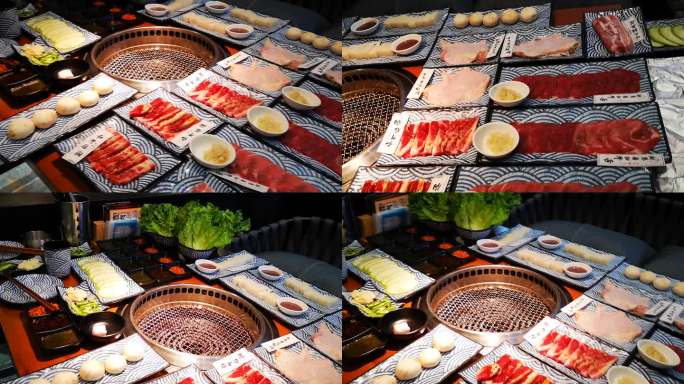 日式烤肉和牛烧烤撸串菜品美食烹饪喝酒夜宵