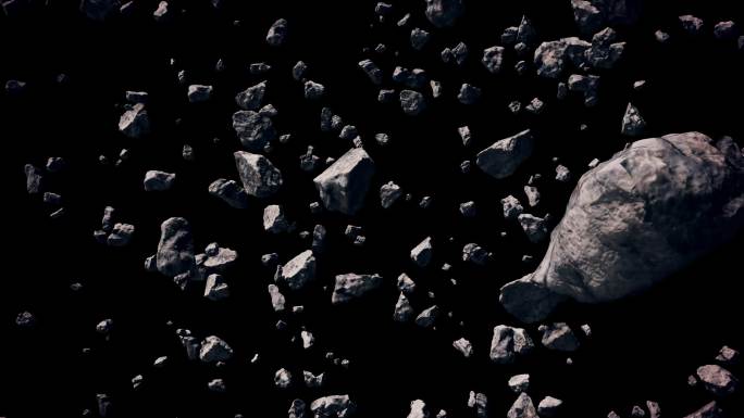 陨石陨落漂浮飘动石子石块星际星云星球爆炸