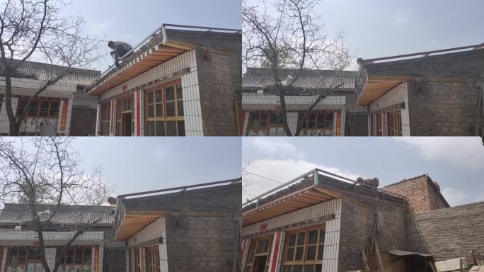 焊接 钢结构 房顶施工 农村院子 修缮