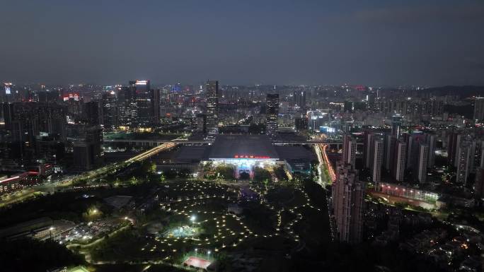 【4K】航拍深圳北站大景夜景