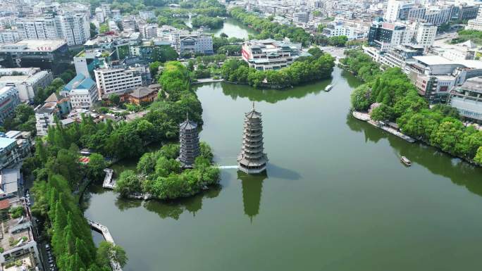 合集广西桂林日月双塔地标建筑