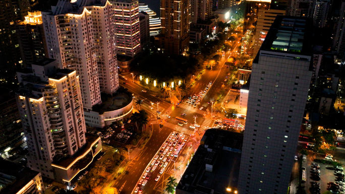城市市中心的夜景4K航拍