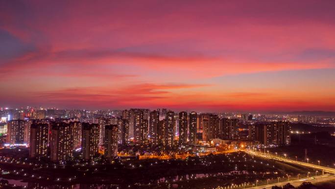 南宁那考河夕阳晚霞夜景