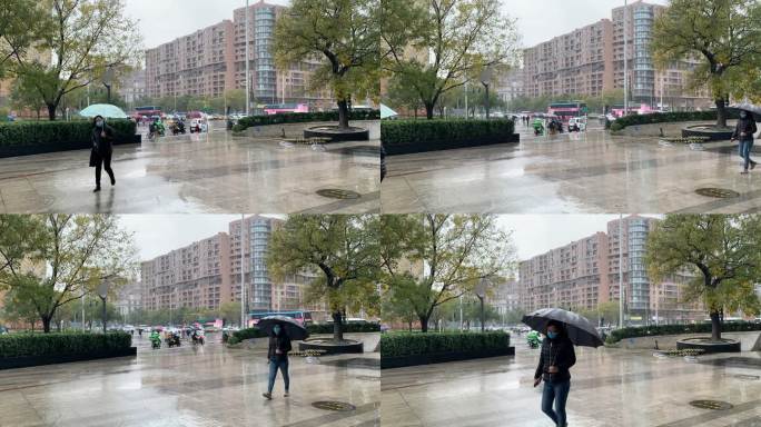 雨天北京幸福大街的拐角