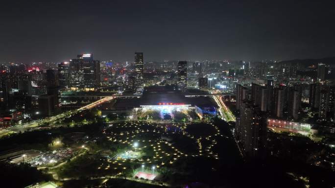 【4K】航拍深圳北站大景夜景