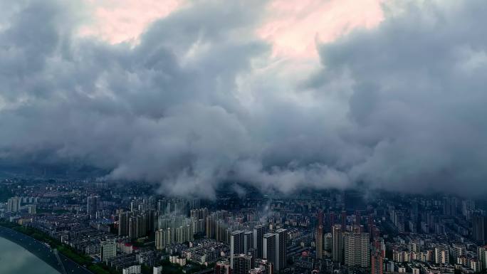 4k宜昌雨过天晴航拍风景长江