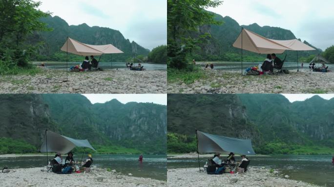 楠溪江 小河边露营 搭帐篷