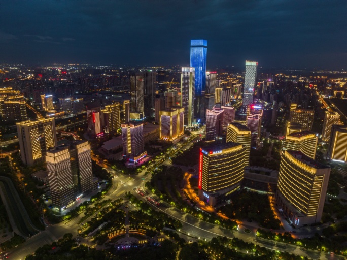 西安高新CBD夜景延时房地产片头延时摄影