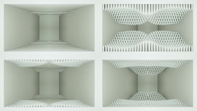 【裸眼3D】白色波浪方柱矩阵光影空间艺术
