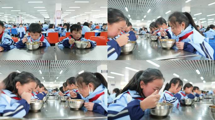 小学生食堂吃饭