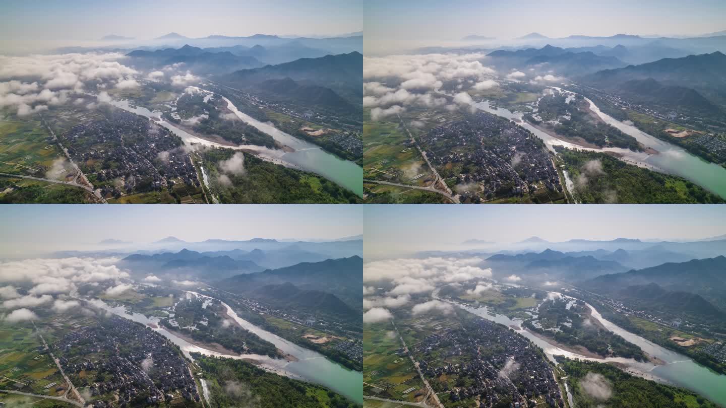 丽水古堰画乡航拍云海延时4K25fps