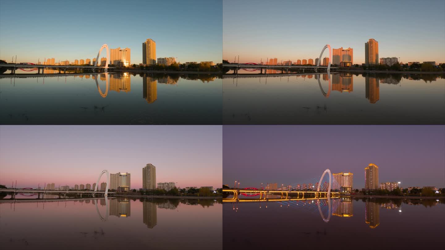 吉林省梅河口市梅河大桥日转夜延时