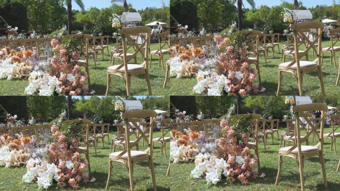婚礼场部 婚庆布置 绿草 鲜花 通用素材