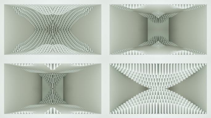 【裸眼3D】白色方柱波浪矩阵光影空间艺术