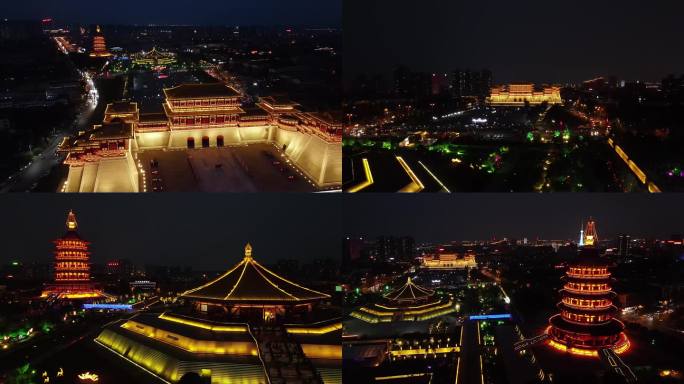 洛阳应天门地区航拍4k夜景