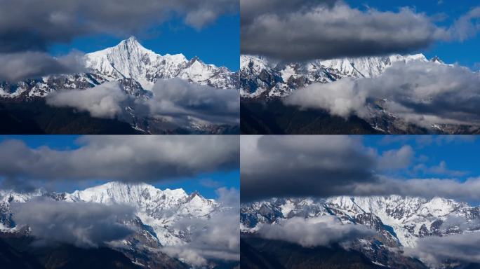 梅里雪山卡瓦格博峰云海延时摄影