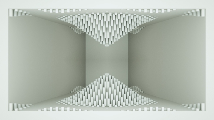 【裸眼3D】白色方柱波浪曲线光影空间艺术