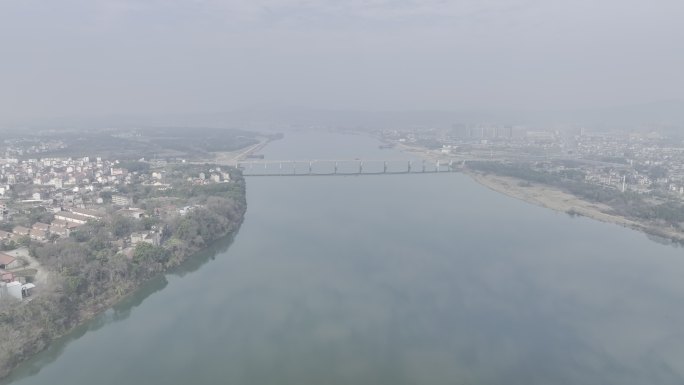 江西吉安泰和县赣江和城市4K航拍