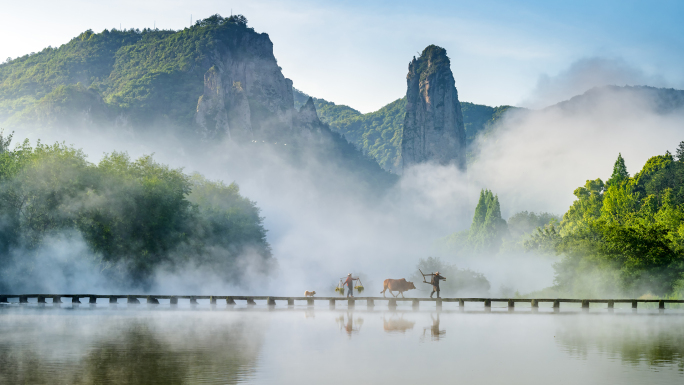 丽水缙云仙都风景区宣传片日出航拍