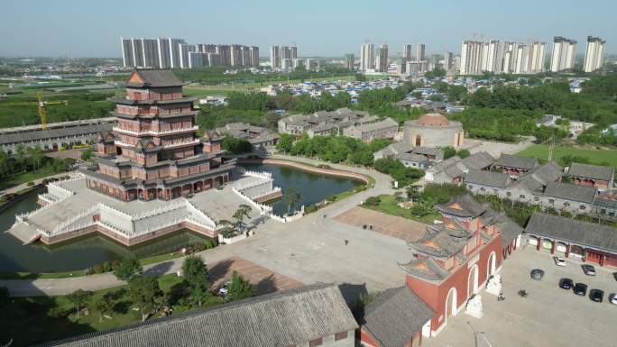 中国钧瓷文化园许昌禹州4K航拍古建筑1