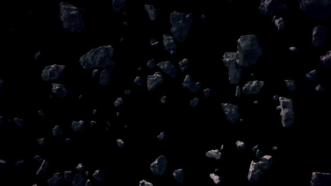 太空空间站星球陨石陨落漂浮飘动石子石块
