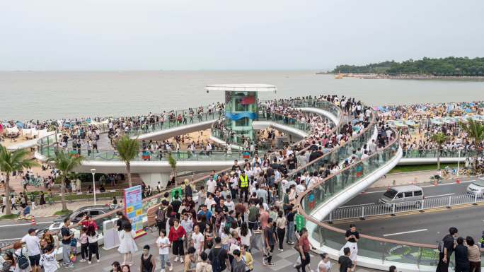 【正版素材】珠海城市阳台 人来人往 4K