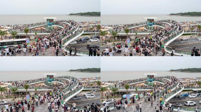 【正版素材】珠海城市阳台 人来人往 4K