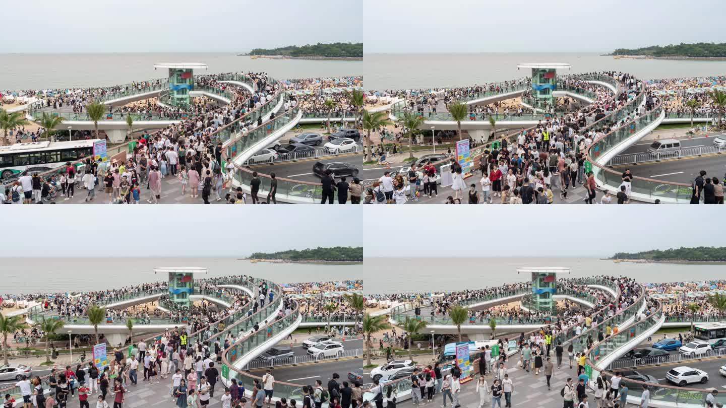 【正版素材】珠海城市阳台 人来人往 4K