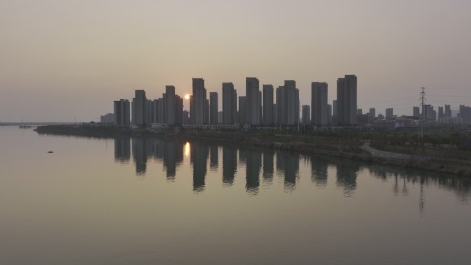 江西吉安泰和县城夕阳4K航拍