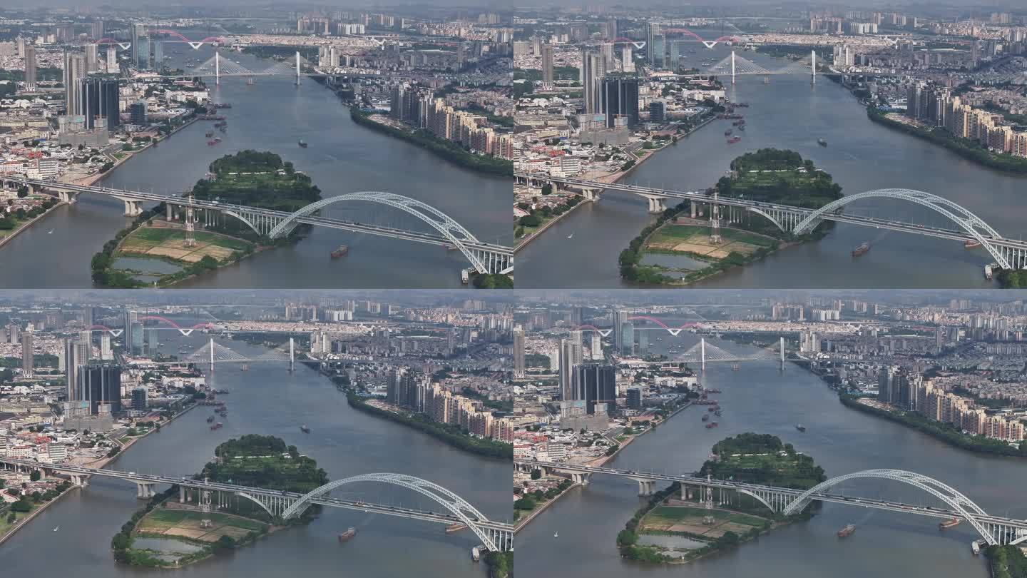广州珠江河道丫髻沙洛溪新光大桥五桥同框