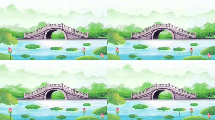 碇步桥江南古镇古桥小桥流水视频素材背景