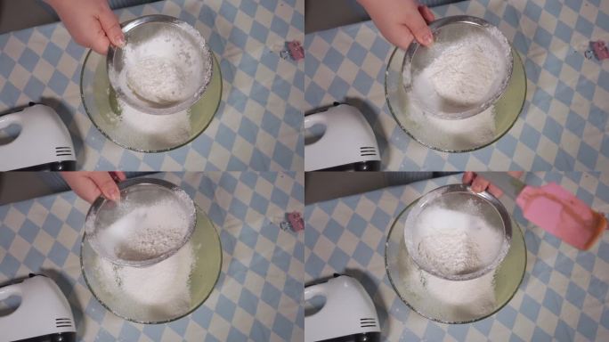 玻璃碗筛入面粉 (3)