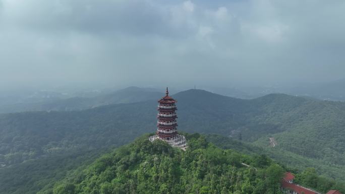 航拍襄阳古隆中风景区隆中山腾龙阁景点风光