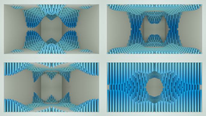 【裸眼3D】白蓝渐变波浪矩阵炫酷艺术空间