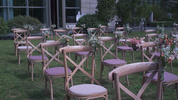 鲜花 布置 结婚 婚礼 椅背花 小