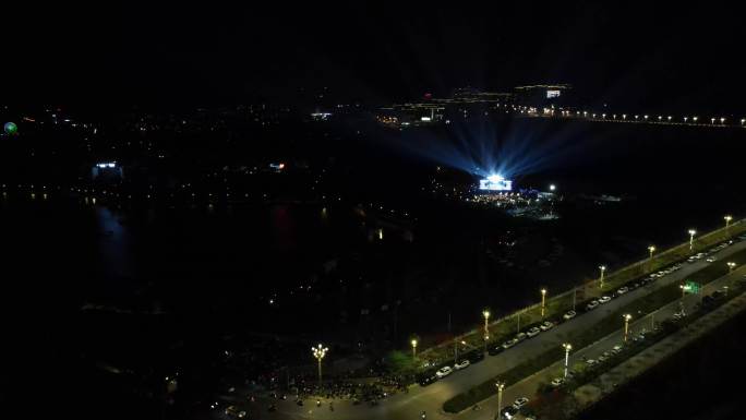 云南昆明东川区 夜景及音乐会 4K 航拍