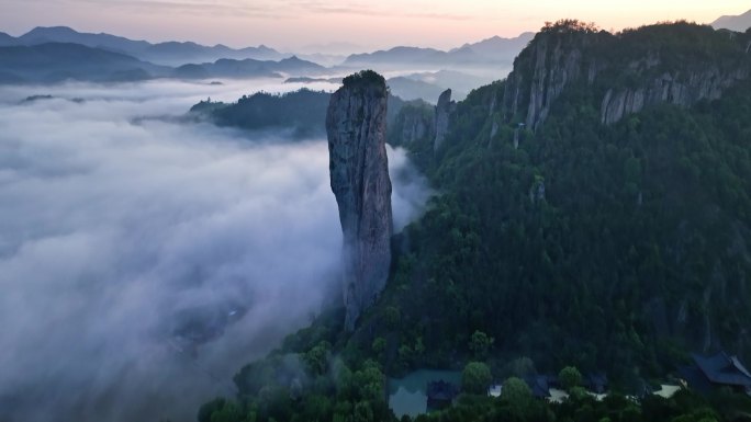 丽水 缙云仙都 鼎湖峰 云雾航拍 风景