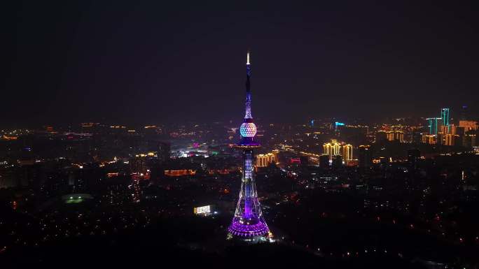 4k 青岛电视塔 青岛城市夜景航拍